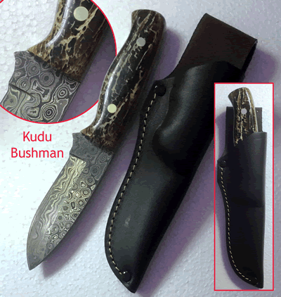 The Kudu Bushman - Raindrop Damascus Drop Point Hunter Bx1