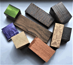 Woods and artificial materials suitable for spacers, scales, and firesteel tops