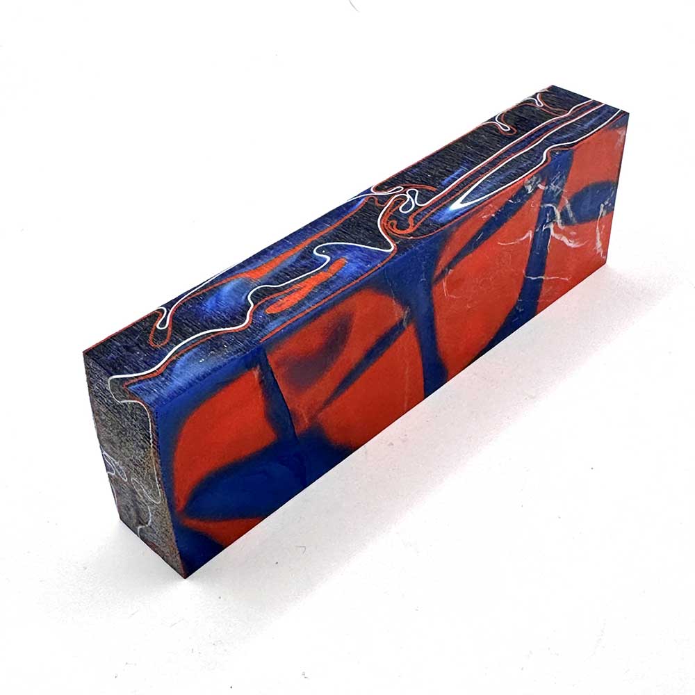 Blue, Orange and White Ripple Block